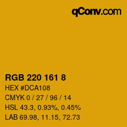 Color code: RGB 220 161 8 | qconv.com