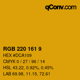Color code: RGB 220 161 9 | qconv.com