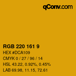 Color code: RGB 220 161 9 | qconv.com