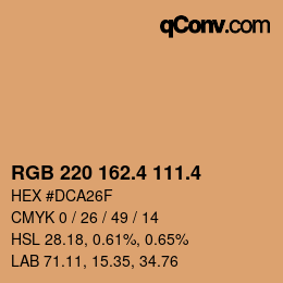 カラーコード: RGB 220 162.4 111.4 | qconv.com