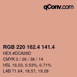 カラーコード: RGB 220 162.4 141.4 | qconv.com