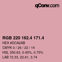 カラーコード: RGB 220 162.4 171.4 | qconv.com