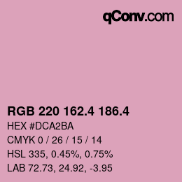 カラーコード: RGB 220 162.4 186.4 | qconv.com