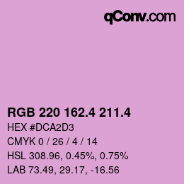 カラーコード: RGB 220 162.4 211.4 | qconv.com