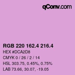 カラーコード: RGB 220 162.4 216.4 | qconv.com