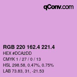 カラーコード: RGB 220 162.4 221.4 | qconv.com