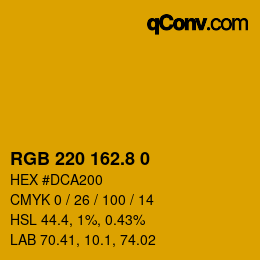 カラーコード: RGB 220 162.8 0 | qconv.com