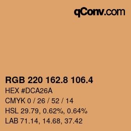 カラーコード: RGB 220 162.8 106.4 | qconv.com