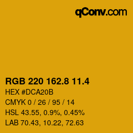 カラーコード: RGB 220 162.8 11.4 | qconv.com