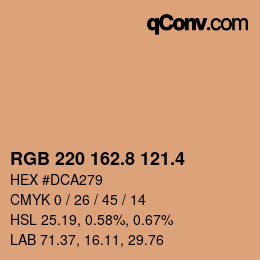カラーコード: RGB 220 162.8 121.4 | qconv.com