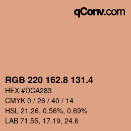 カラーコード: RGB 220 162.8 131.4 | qconv.com