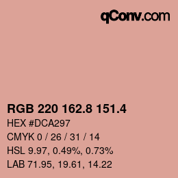 カラーコード: RGB 220 162.8 151.4 | qconv.com