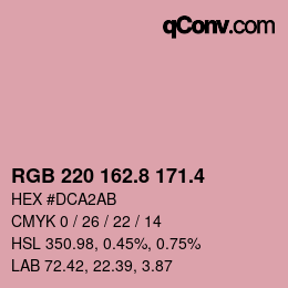 カラーコード: RGB 220 162.8 171.4 | qconv.com