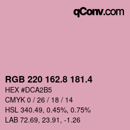 カラーコード: RGB 220 162.8 181.4 | qconv.com