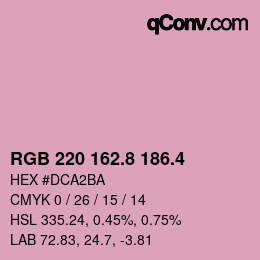 カラーコード: RGB 220 162.8 186.4 | qconv.com