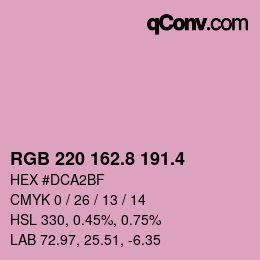 カラーコード: RGB 220 162.8 191.4 | qconv.com