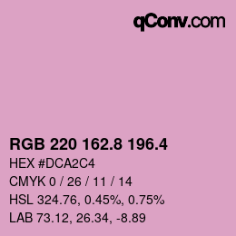 カラーコード: RGB 220 162.8 196.4 | qconv.com