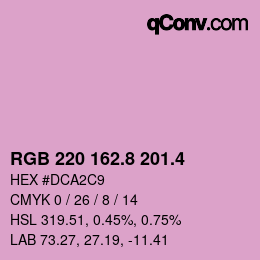カラーコード: RGB 220 162.8 201.4 | qconv.com