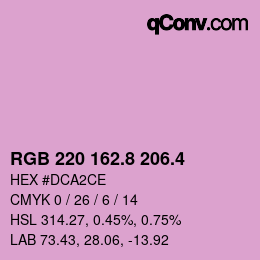 カラーコード: RGB 220 162.8 206.4 | qconv.com