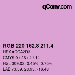 カラーコード: RGB 220 162.8 211.4 | qconv.com
