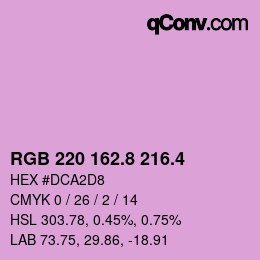 カラーコード: RGB 220 162.8 216.4 | qconv.com