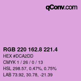 カラーコード: RGB 220 162.8 221.4 | qconv.com