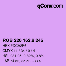 カラーコード: RGB 220 162.8 246 | qconv.com