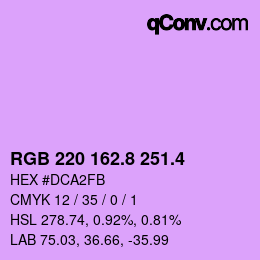 カラーコード: RGB 220 162.8 251.4 | qconv.com