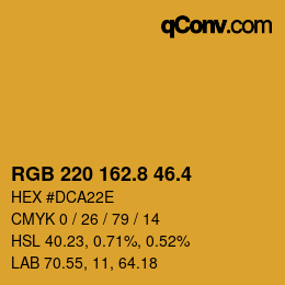 カラーコード: RGB 220 162.8 46.4 | qconv.com