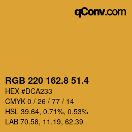 カラーコード: RGB 220 162.8 51.4 | qconv.com
