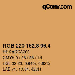カラーコード: RGB 220 162.8 96.4 | qconv.com