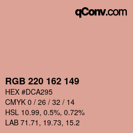 カラーコード: RGB 220 162 149 | qconv.com