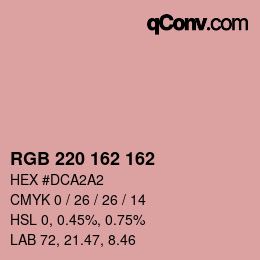 カラーコード: RGB 220 162 162 | qconv.com