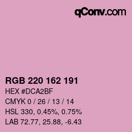 Color code: RGB 220 162 191 | qconv.com