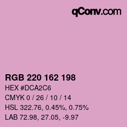 Color code: RGB 220 162 198 | qconv.com