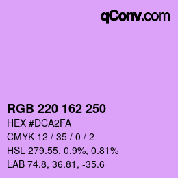 Color code: RGB 220 162 250 | qconv.com