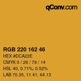 颜色代码: RGB 220 162 46 | qconv.com