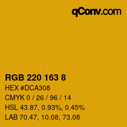 カラーコード: RGB 220 163 8 | qconv.com