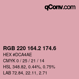 カラーコード: RGB 220 164.2 174.6 | qconv.com