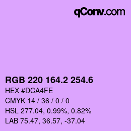 カラーコード: RGB 220 164.2 254.6 | qconv.com