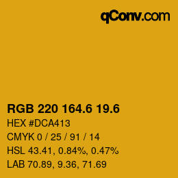 カラーコード: RGB 220 164.6 19.6 | qconv.com