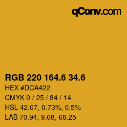 カラーコード: RGB 220 164.6 34.6 | qconv.com