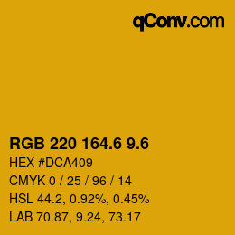 カラーコード: RGB 220 164.6 9.6 | qconv.com