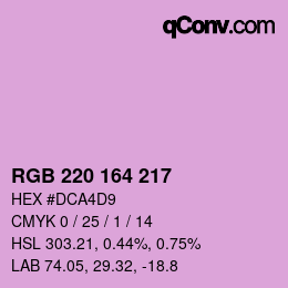 カラーコード: RGB 220 164 217 | qconv.com