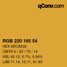 Color code: RGB 220 165 54 | qconv.com