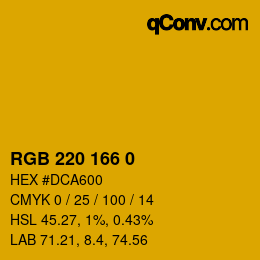 Code couleur: RGB 220 166 0 | qconv.com