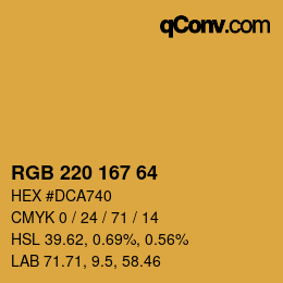 Color code: RGB 220 167 64 | qconv.com