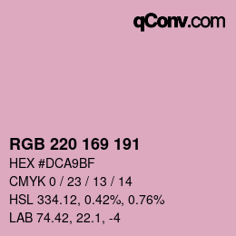 Color code: RGB 220 169 191 | qconv.com