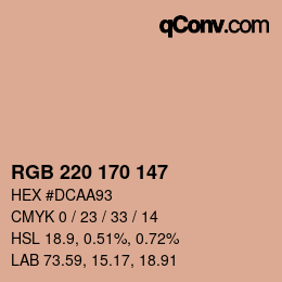 颜色代码: RGB 220 170 147 | qconv.com