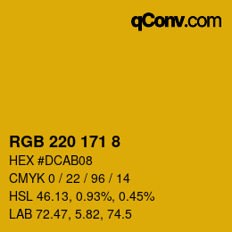 Color code: RGB 220 171 8 | qconv.com